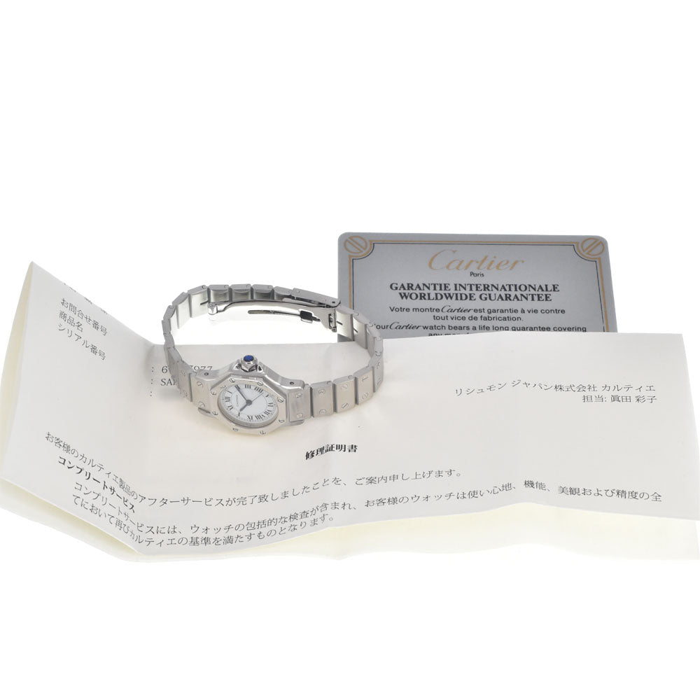 with paper CARTIER Santos Octagon SM white Dial Automatic Ladies
 Watch D#146648