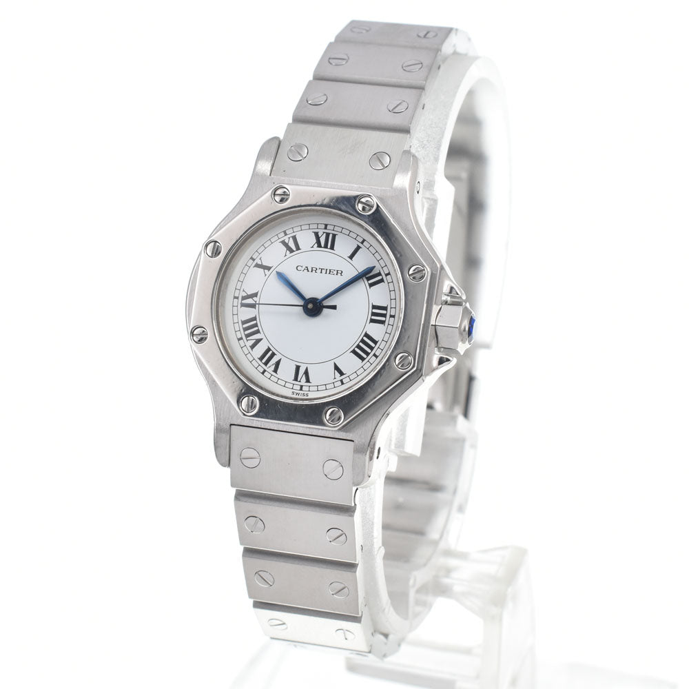 with paper CARTIER Santos Octagon SM white Dial Automatic Ladies
 Watch D#146648