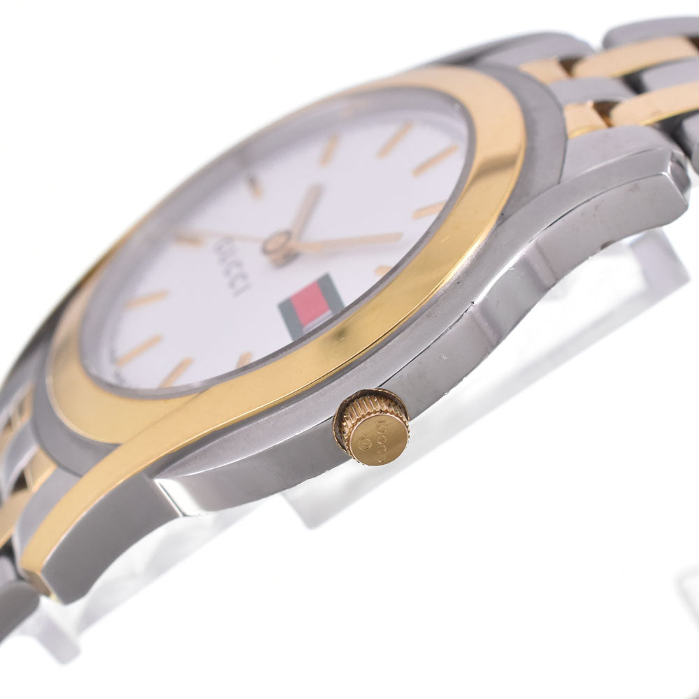 GUCCI 5500M Stainless Steel / Gold Plated Date white Dial Quartz Men's
 Watch C#146650
