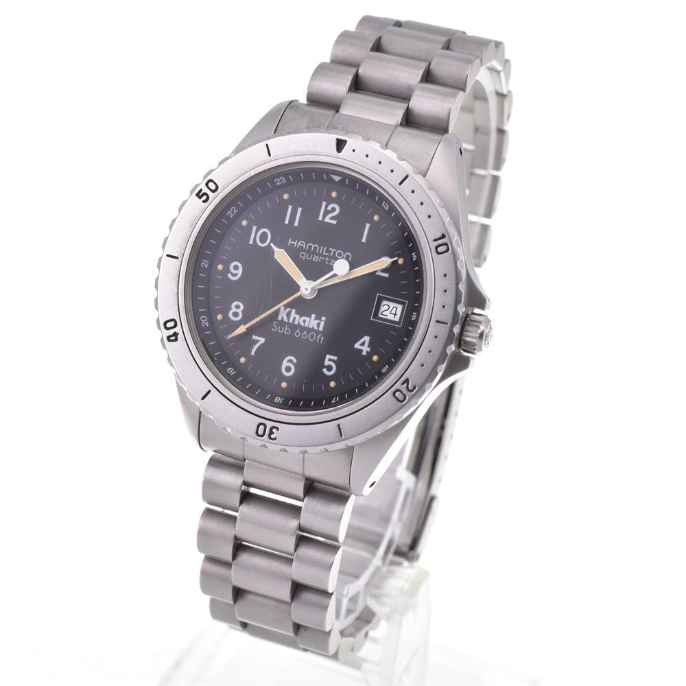 with paper HAMILTON khaki 9745B Date black Dial Quartz Men's
 Watch E#146658