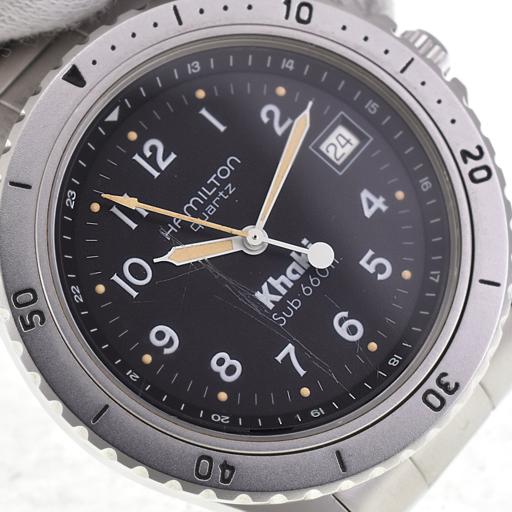 with paper HAMILTON khaki 9745B Date black Dial Quartz Men's
 Watch E#146658