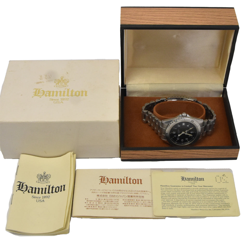 with paper HAMILTON khaki 9745B Date black Dial Quartz Men's
 Watch E#146658