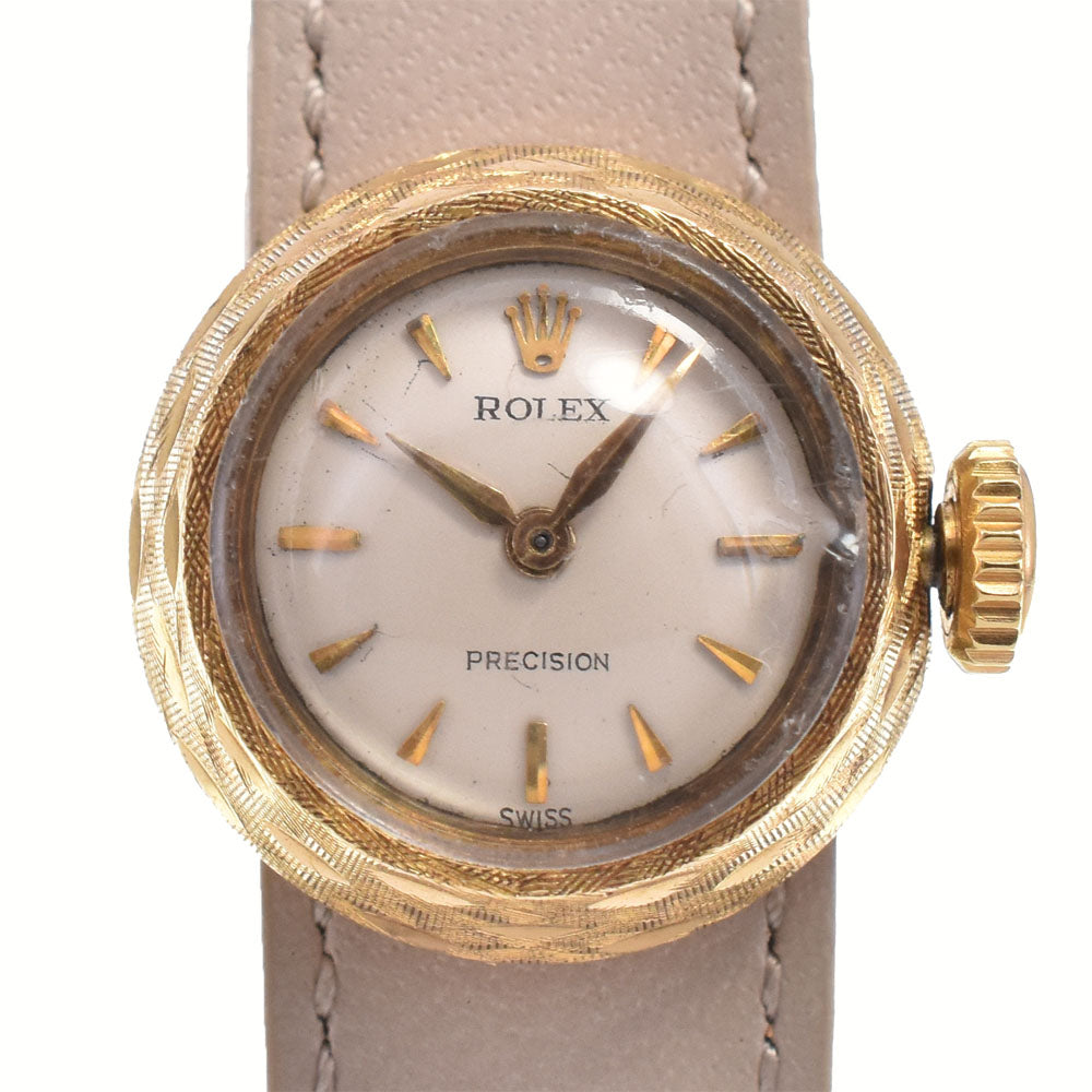 ROLEX chameleon 2021/8789 vintage K18YG / Leather Cal.1400 Silver Dial Hand Winding Ladies
 Watch H#146670