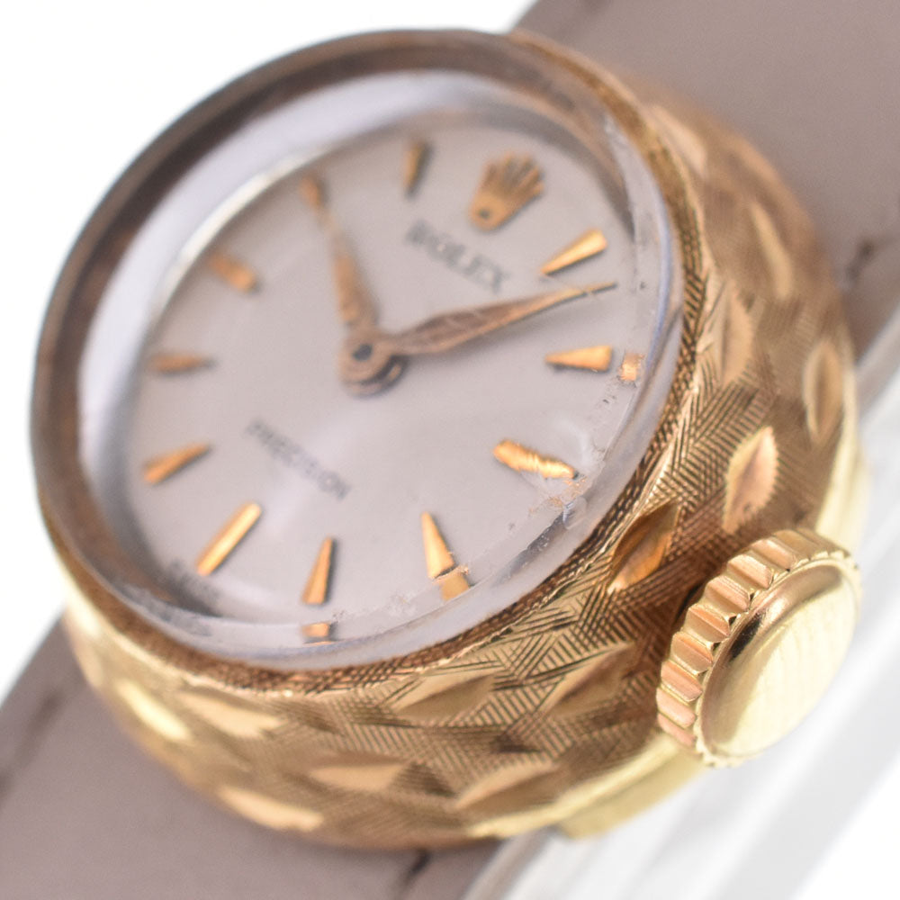 ROLEX chameleon 2021/8789 vintage K18YG / Leather Cal.1400 Silver Dial Hand Winding Ladies
 Watch H#146670