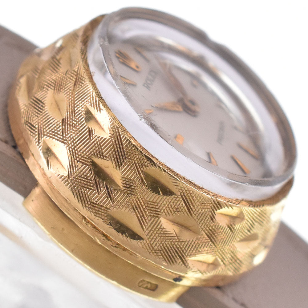 ROLEX chameleon 2021/8789 vintage K18YG / Leather Cal.1400 Silver Dial Hand Winding Ladies
 Watch H#146670
