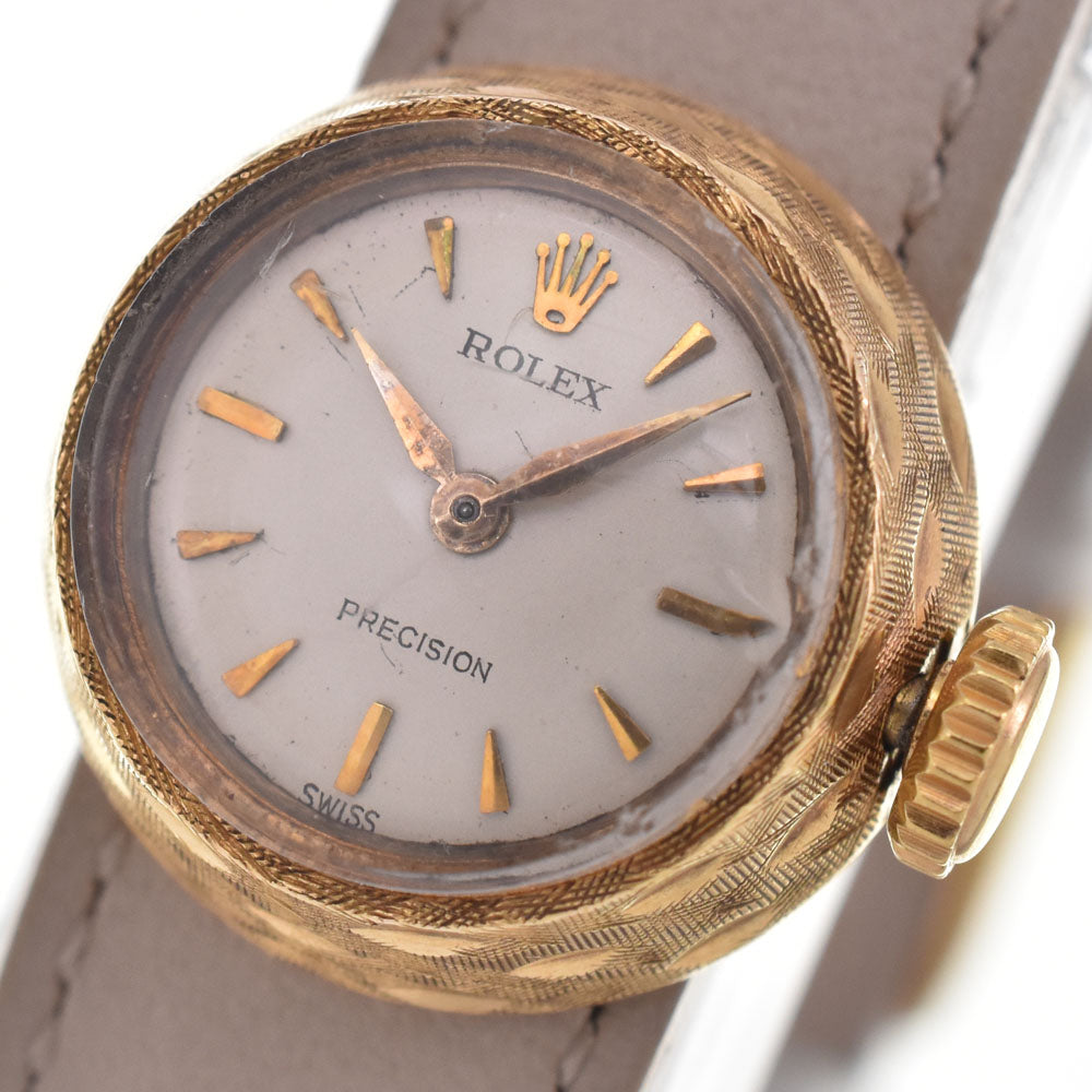 ROLEX chameleon 2021/8789 vintage K18YG / Leather Cal.1400 Silver Dial Hand Winding Ladies
 Watch H#146670