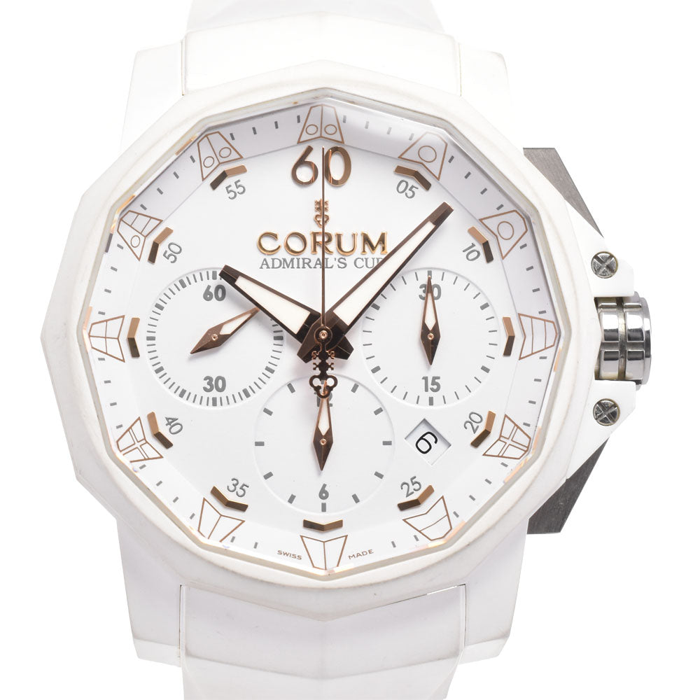 with paper CORUM Admiral's Cup Challenger 44 753.802.02/F379 AA21 white Dial Automatic Men's
 Watch A#146700