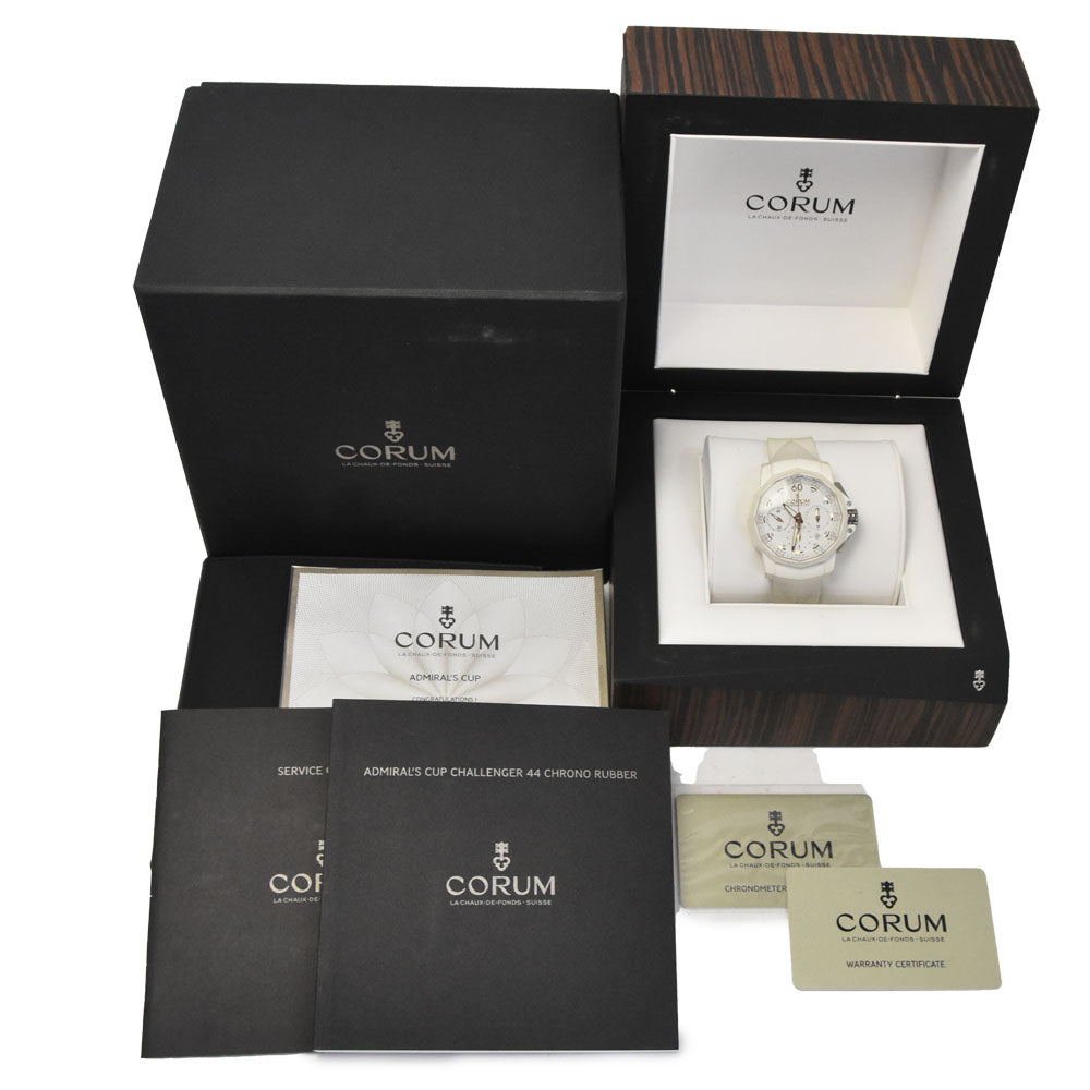 with paper CORUM Admiral's Cup Challenger 44 753.802.02/F379 AA21 white Dial Automatic Men's
 Watch A#146700