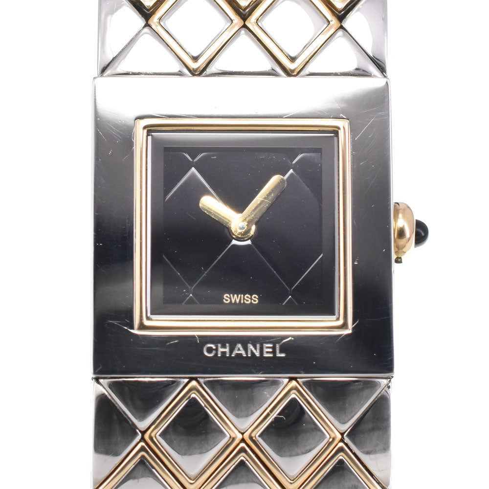 CHANEL Matrasse H0475 Stainless Steel/Gold Plated black Dial Quartz Ladies
 Watch D#146744