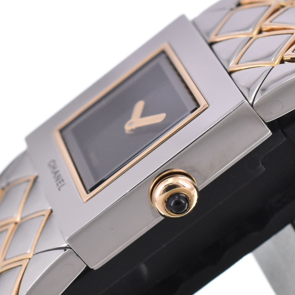 CHANEL Matrasse H0475 Stainless Steel/Gold Plated black Dial Quartz Ladies
 Watch D#146744