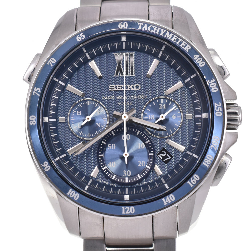 with paper SEIKO Brights 8B82-0AL0 Chronograph blue Dial Radio Sync Solar Men's
 Watch G#146761