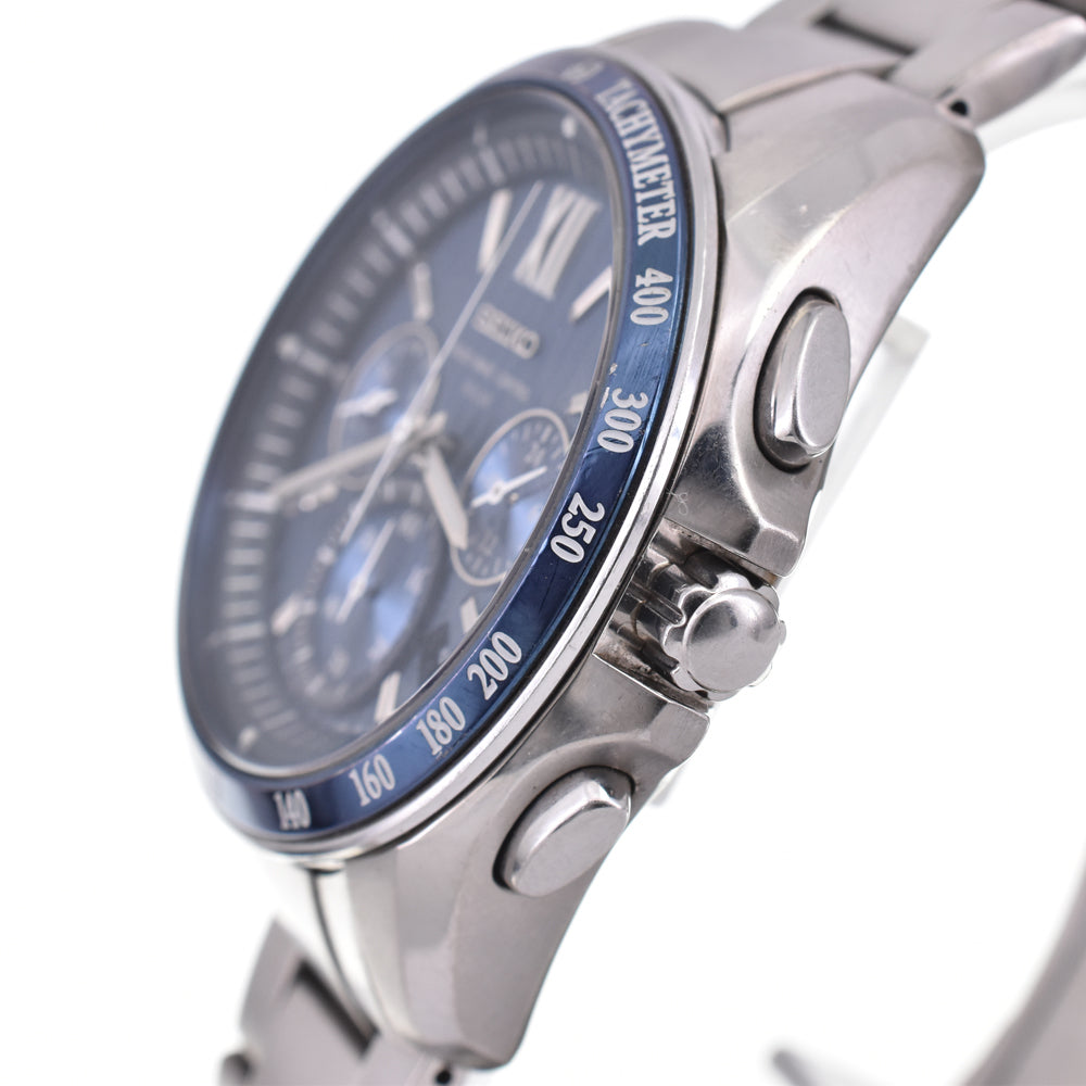 with paper SEIKO Brights 8B82-0AL0 Chronograph blue Dial Radio Sync Solar Men's
 Watch G#146761