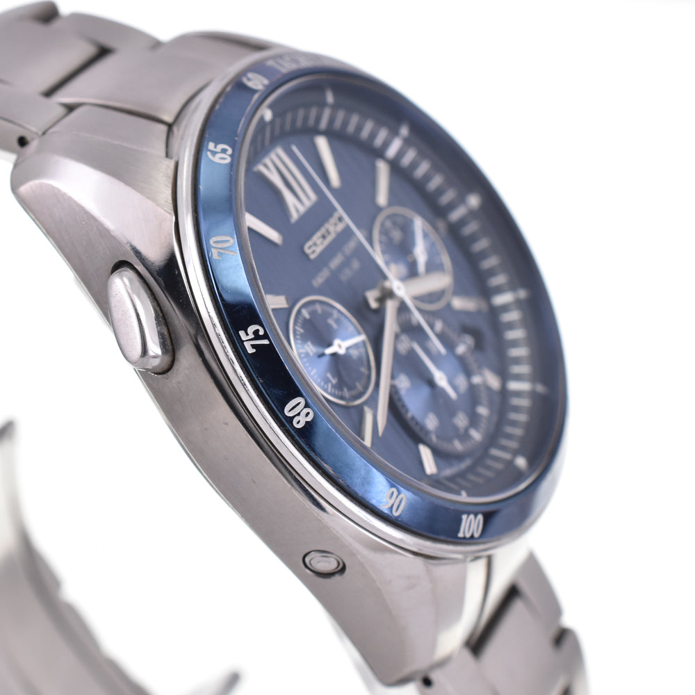 with paper SEIKO Brights 8B82-0AL0 Chronograph blue Dial Radio Sync Solar Men's
 Watch G#146761