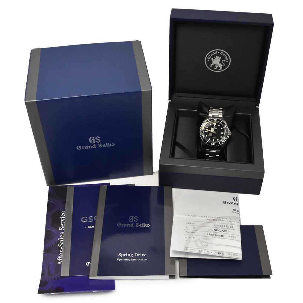 with paper SEIKO Grand Seiko Divers SBGA229/9R65-0AM0 black Dial Spring drive Men's
 Watch B#146774