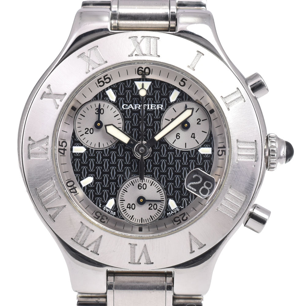 CARTIER Must21 CHRONOSCAPH W10172T2 Chronograph Date black Dial Quartz Men's
 Watch E#146790