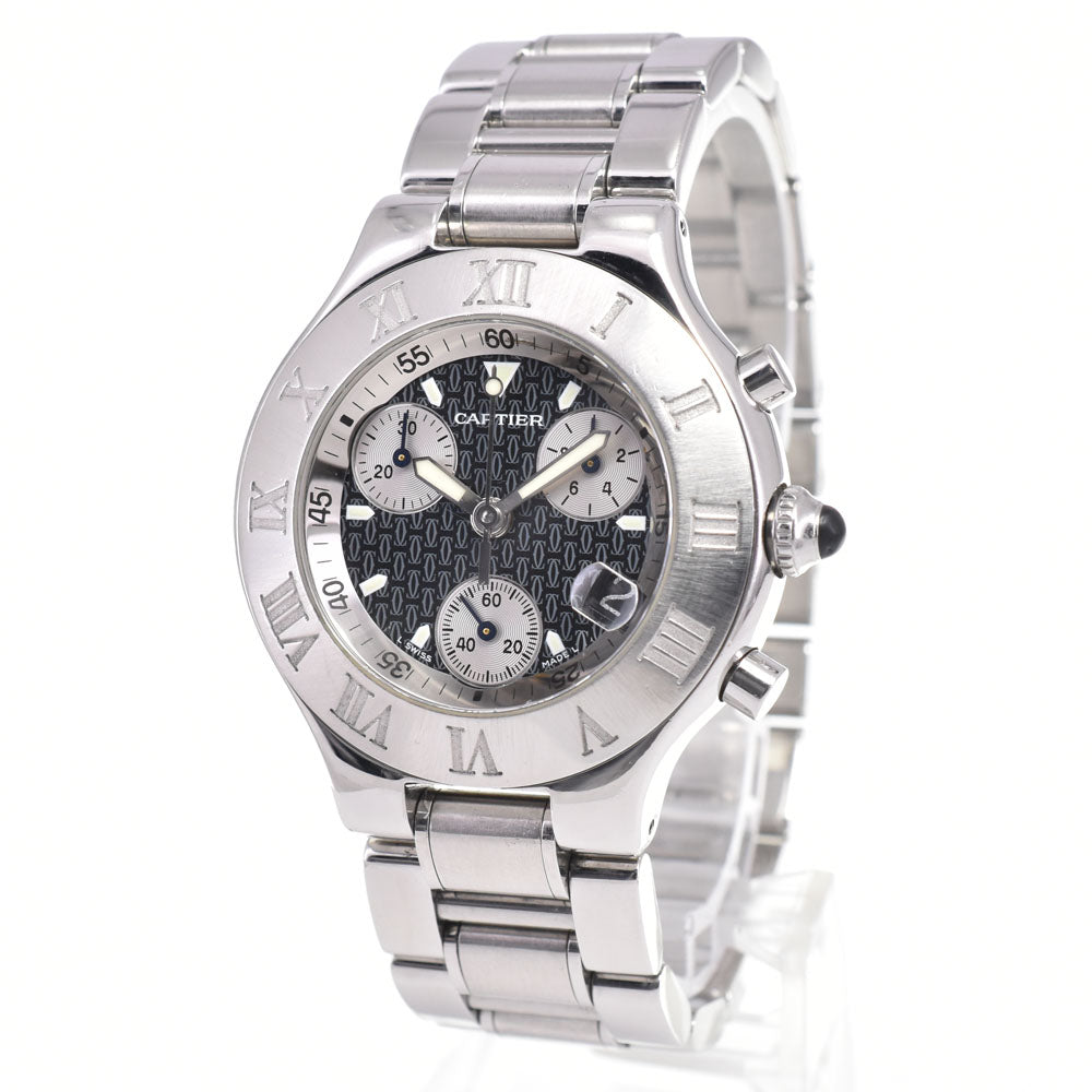 CARTIER Must21 CHRONOSCAPH W10172T2 Chronograph Date black Dial Quartz Men's
 Watch E#146790