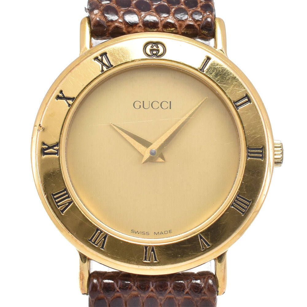GUCCI 3000.2.L Gold Plated / Leather gold Dial Quartz Ladies
 Watch E#146800