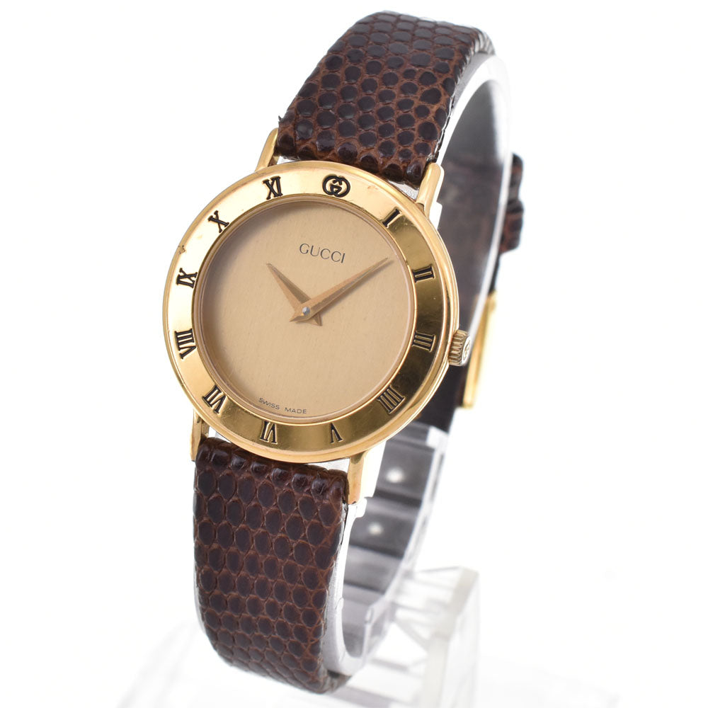 GUCCI 3000.2.L Gold Plated / Leather gold Dial Quartz Ladies
 Watch E#146800