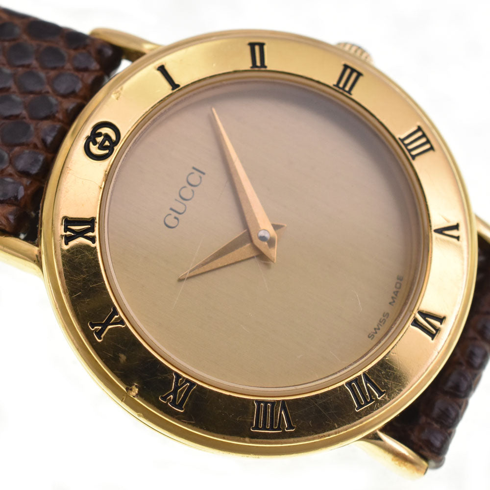 GUCCI 3000.2.L Gold Plated / Leather gold Dial Quartz Ladies
 Watch E#146800