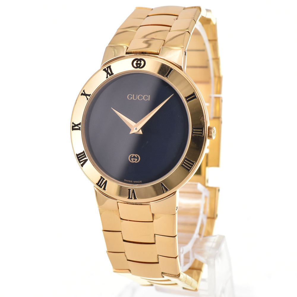 GUCCI 3300M Gold Plated black Dial Quartz Men's
 Watch E#146801