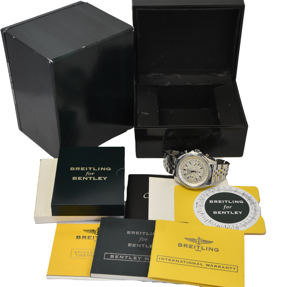 with paper BREITLING Bentley Motors A25362 Chronograph Silver Dial Automatic Men's
 Watch D#146806