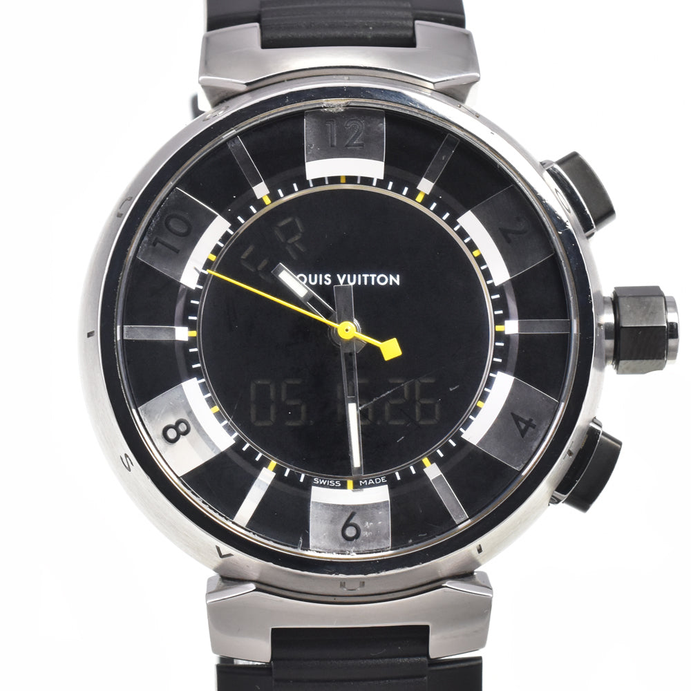 LOUIS VUITTON Tambour in black Q118F Analog&Digital black Dial Quartz Men's
 Watch I#146813