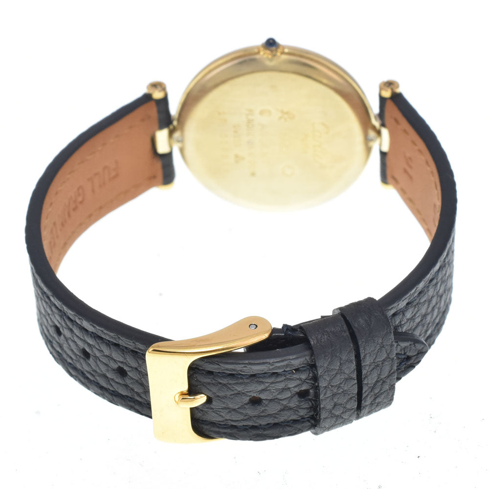CARTIER Must Vendome SV925 (Gold Plated) / Leather black Dial Quartz Men's
 Watch L#146816