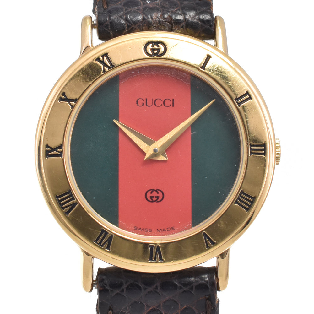 GUCCI 3000L Gold Plated Red / green Dial Quartz Ladies
 Watch □#146820