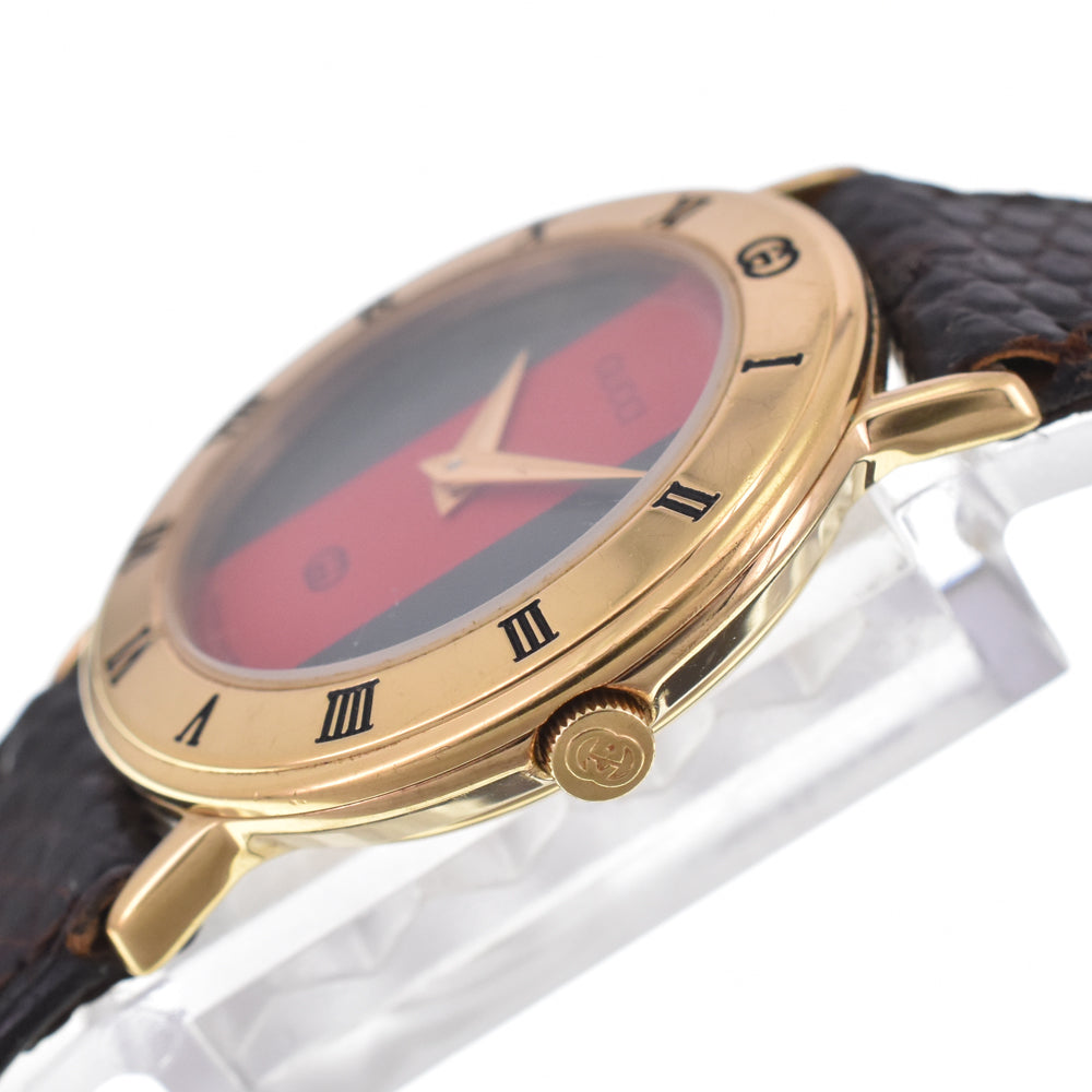 GUCCI 3000L Gold Plated Red / green Dial Quartz Ladies
 Watch D#146820