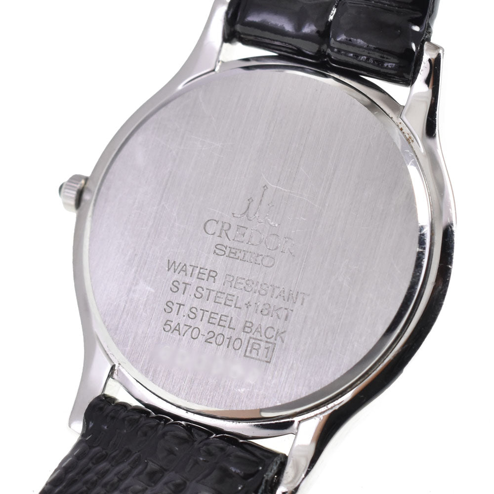 SEIKO CREDOR 5A74-2010 Date K18WGBezel white Dial Quartz Ladies
 Watch B#146834