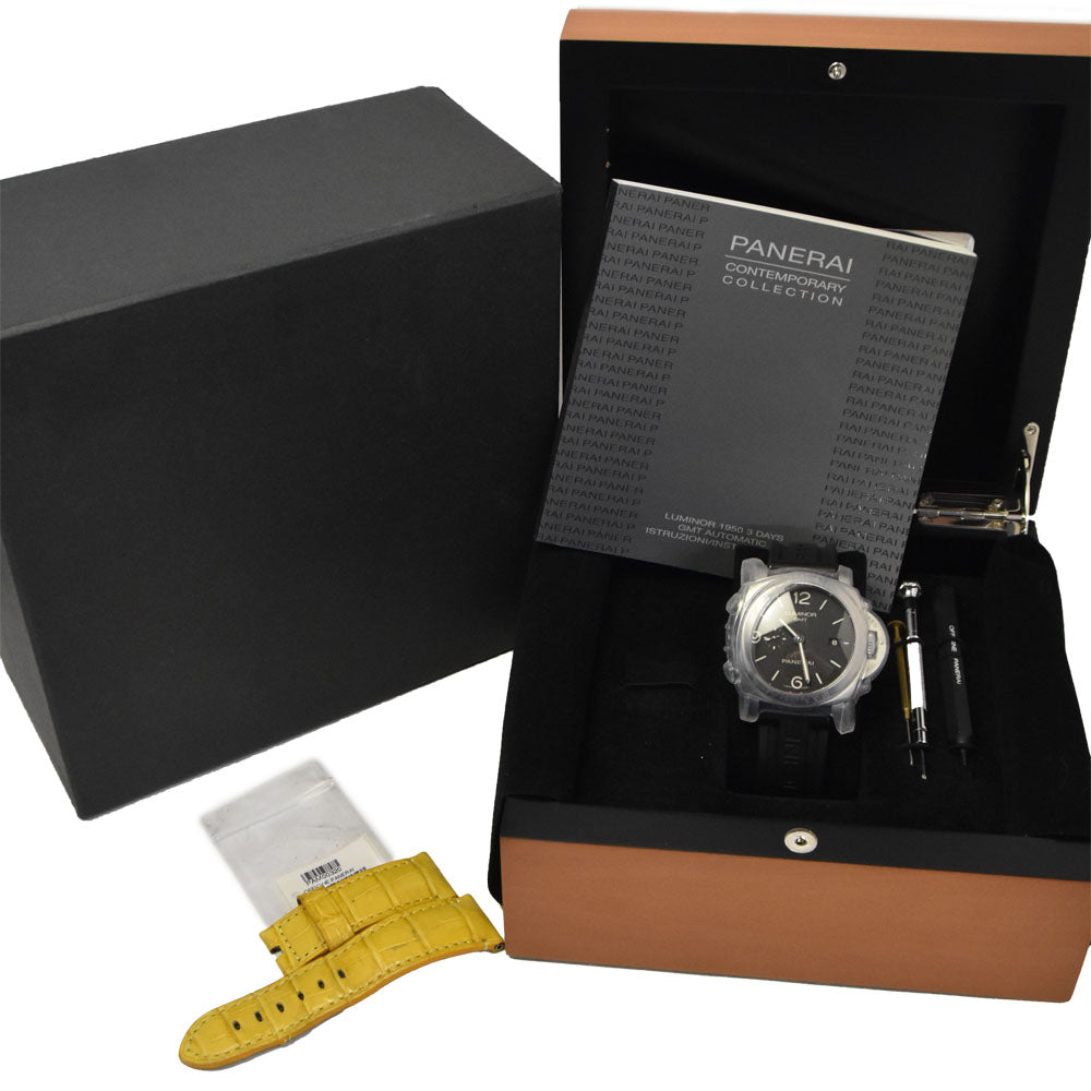 PANERAI Luminor 3 Days GMT PAM00320 see-through back black Dial Automatic Men's
 Watch B#146841