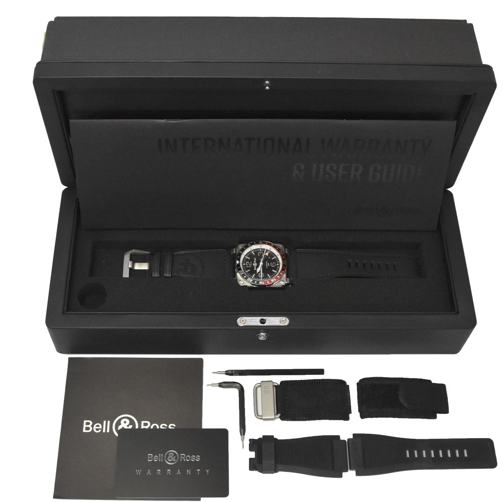 with paper Bell＆Ross BR03 GMT BLACK BR0393-BL-ST/SCA Turnbell black Dial Automatic Men's
 Watch C#146855