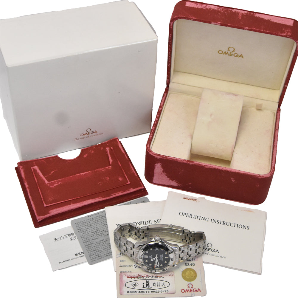 with paper OMEGA Seamaster Professional 300M 2562.80 Date blue Dial Quartz Boy's
 Watch C#146861