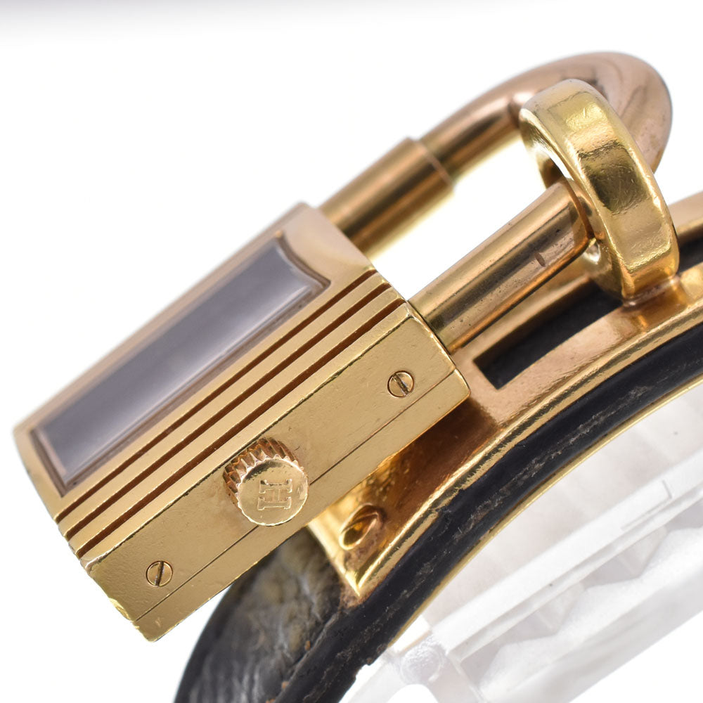 HERMES Kelly watch Gold Plated / Leather black Dial Quartz Ladies
 Watch G#146874