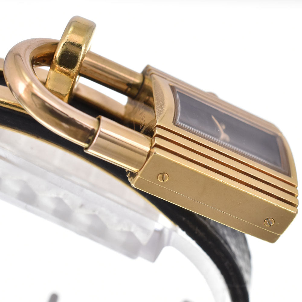 HERMES Kelly watch Gold Plated / Leather black Dial Quartz Ladies
 Watch G#146874