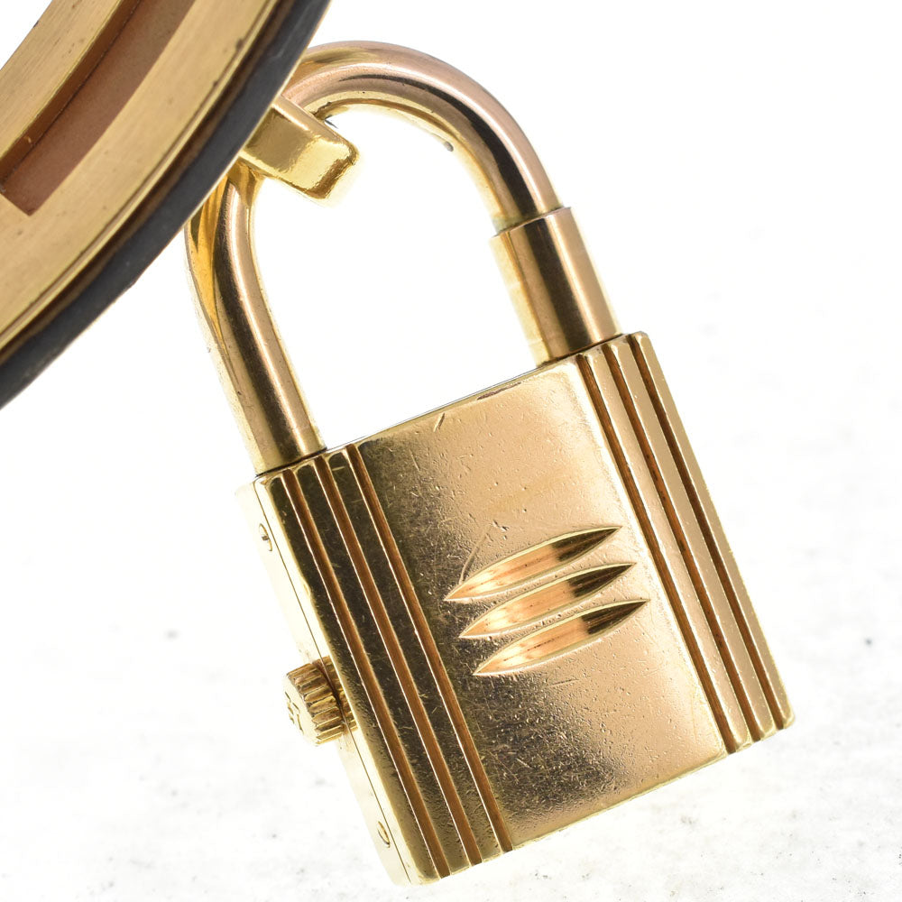 HERMES Kelly watch Gold Plated / Leather black Dial Quartz Ladies
 Watch G#146874