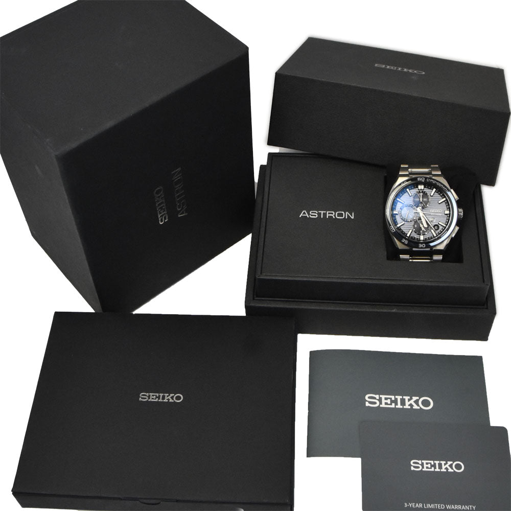 with paper SEIKO Astron SBXC175/5X83-0AP0-1 Light blue Dial GPS Solar Men's
 Watch B#146882