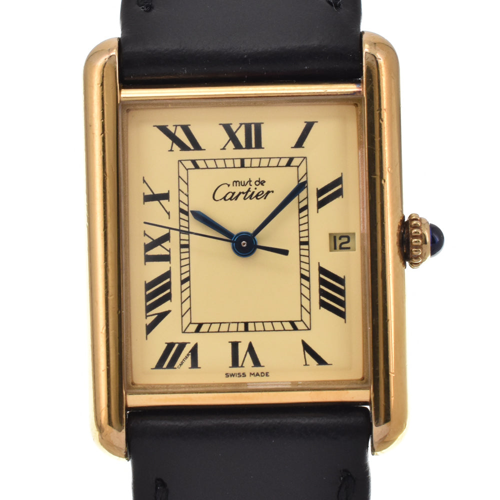 CARTIER Must tank LM W1017454 SV925 (Gold Plated) / Leather gold Dial Quartz Unisex
 Watch C#146916