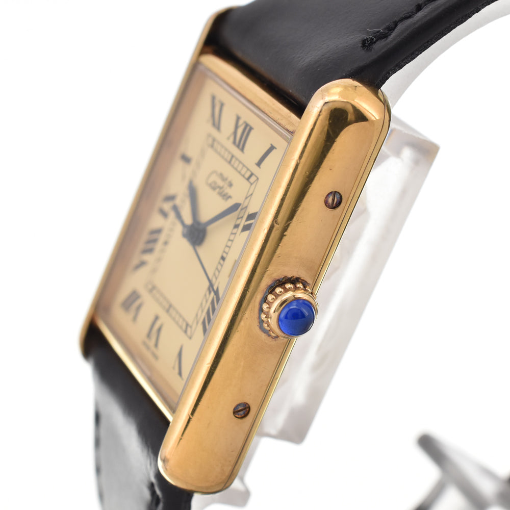CARTIER Must tank LM W1017454 SV925 (Gold Plated) / Leather gold Dial Quartz Unisex
 Watch C#146916
