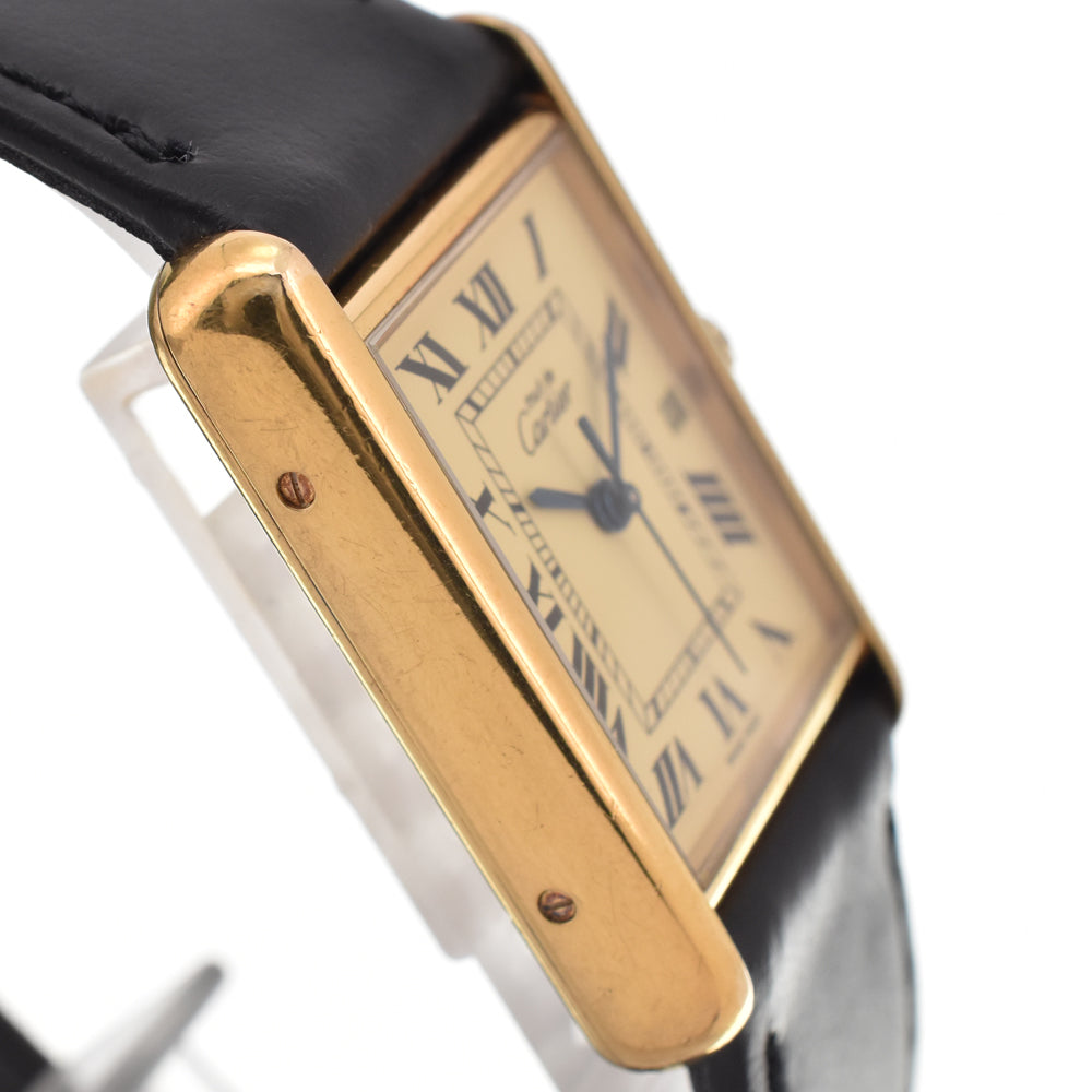 CARTIER Must tank LM W1017454 SV925 (Gold Plated) / Leather gold Dial Quartz Unisex
 Watch C#146916