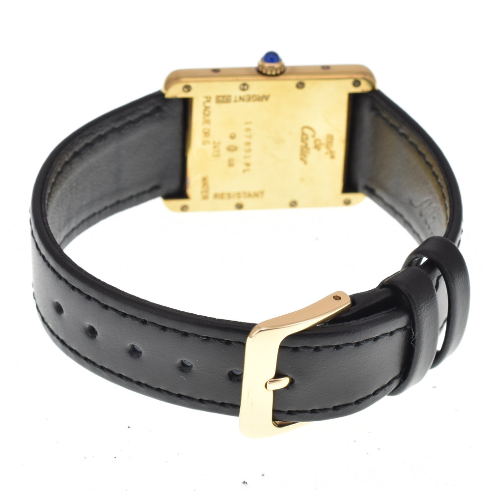 CARTIER Must tank LM W1017454 SV925 (Gold Plated) / Leather gold Dial Quartz Unisex
 Watch C#146916
