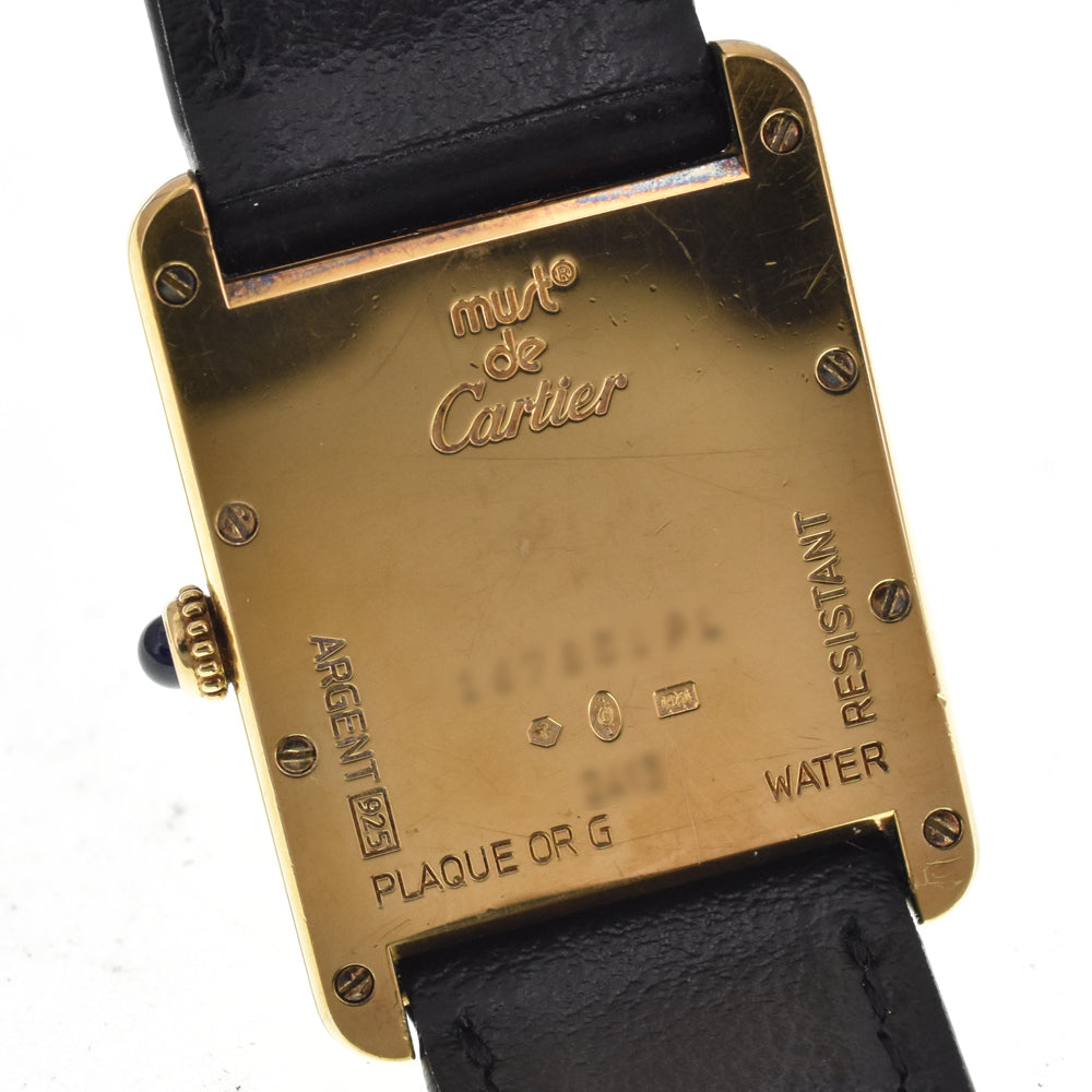 CARTIER Must tank LM W1017454 SV925 (Gold Plated) / Leather gold Dial Quartz Unisex
 Watch C#146916
