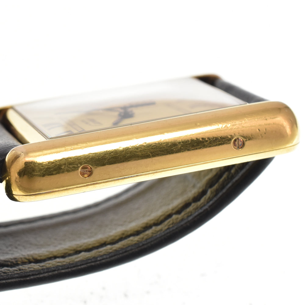CARTIER Must tank LM W1017454 SV925 (Gold Plated) / Leather gold Dial Quartz Unisex
 Watch C#146916
