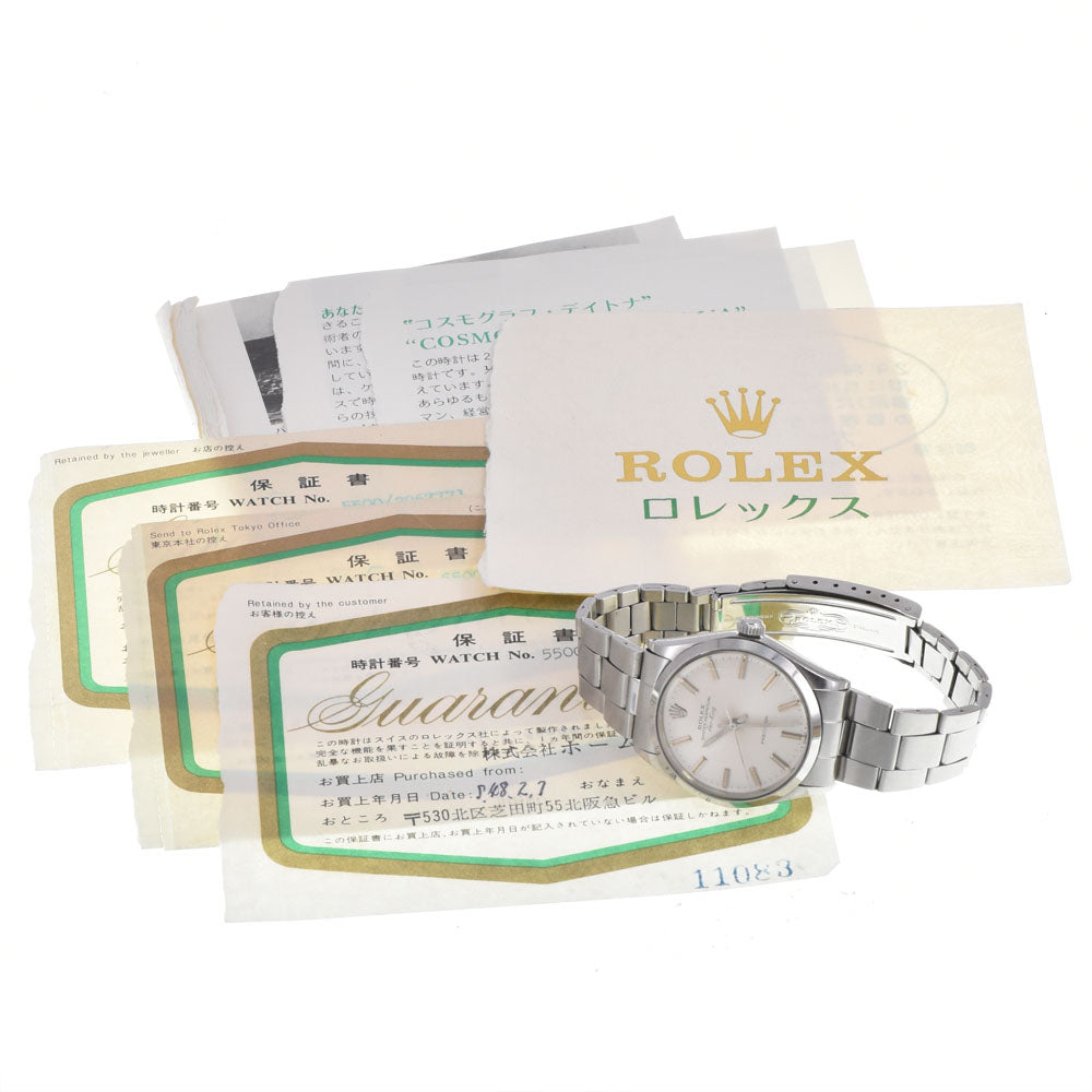 with paper ROLEX Oyster Perpetual Air King 5500 vintage Cal.1520 Silver Dial Automatic Men's
 Watch M#146925