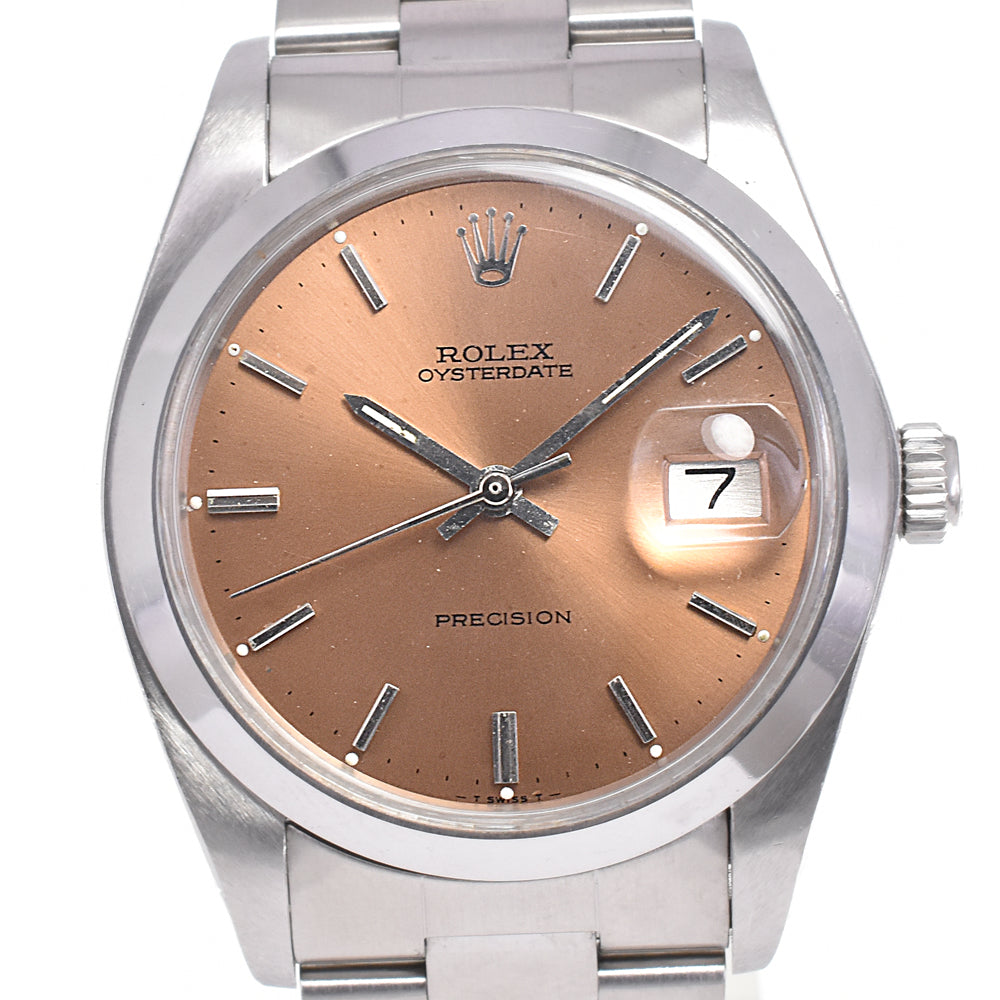 ROLEX Oyster Date Precision 6694 vintage Cal.1225 salmon pink Dial Hand Winding Men's
 Watch E#146930