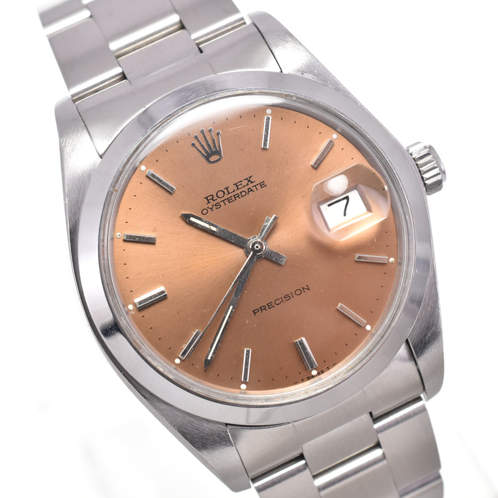 ROLEX Oyster Date Precision 6694 vintage Cal.1225 salmon pink Dial Hand Winding Men's
 Watch E#146930