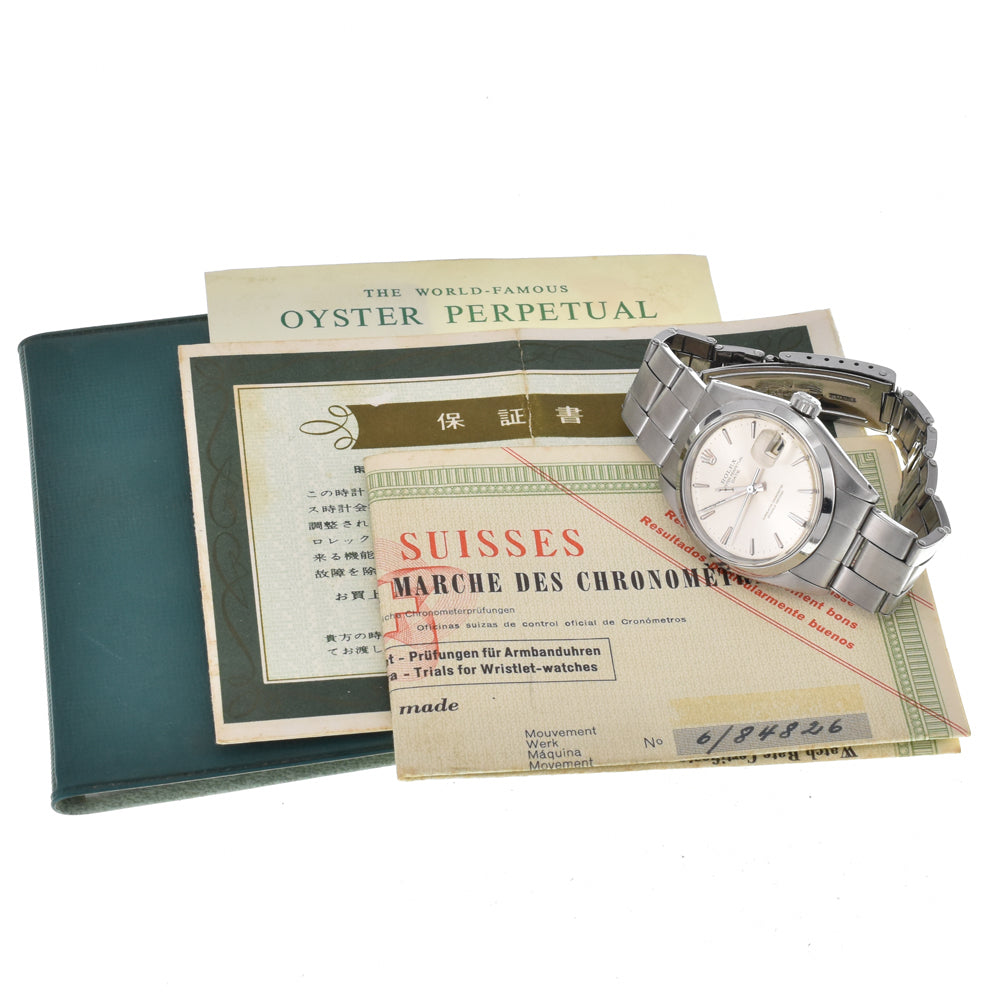 with paper ROLEX Oyster perpetual date 1500 vintage Cal.1560 Silver Dial Automatic Men's
 Watch D#146931