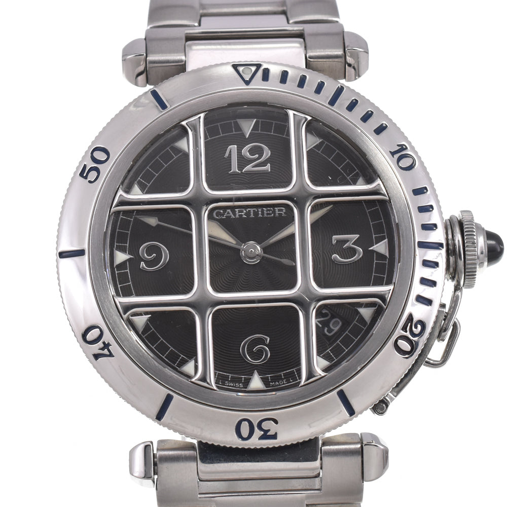 CARTIER Pasha Grid 950 Platinum Bezel W3105255/2379 Date black Dial Automatic Men's
 Watch I#146952
