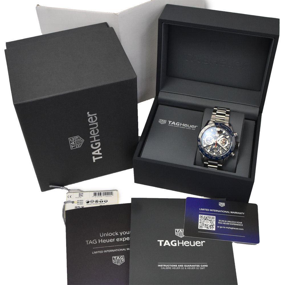 with paper TAG HEUER Carrera Caliber Heuer 02 CBG2011.BA0662 skeleton Dial Automatic Men's
 Watch B#146968