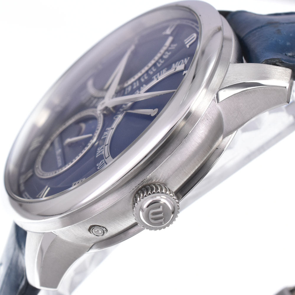with paper MAURICE LACROIX Masterpiece MP6608-SS001-410-1 Moon Phase Retrograde blue Dial Automatic Men's
 Watch N#146990